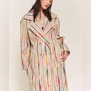Multicolor Striped Trench Coat